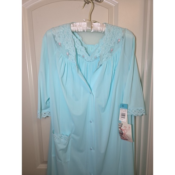 Vtg NWT! 1980's Shadowline Seafoam Green Nylon Babydoll Nightgown & Robe Set S - Picture 4 of 16